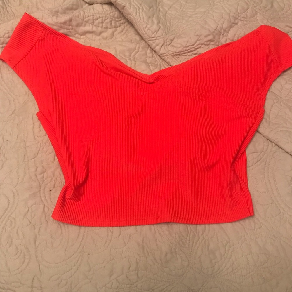 Red Ribbed Off the Shoulder Kortni Jeane Top